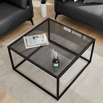 SAYGOER Glass Coffee Table: Small Modern Center Table for Living Room