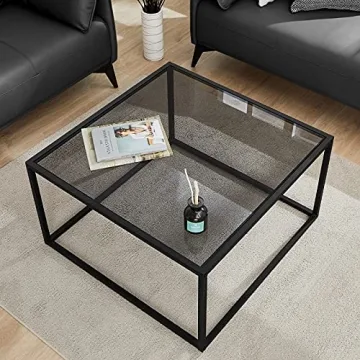 SAYGOER Glass Coffee Table: Small Modern Center Table for Living Room