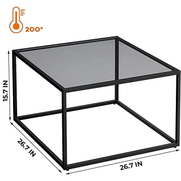 SAYGOER Glass Coffee Table - Modern Living Room Center Table