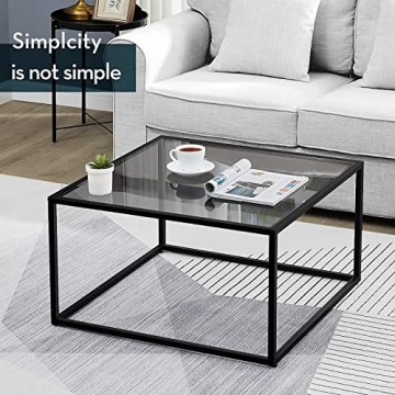 SAYGOER Glass Coffee Table - Modern Living Room Center Table