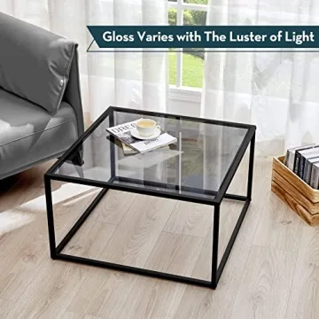 SAYGOER Glass Coffee Table - Modern Living Room Center Table