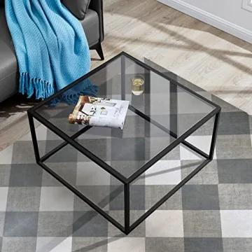 SAYGOER Glass Coffee Table - Modern Living Room Center Table