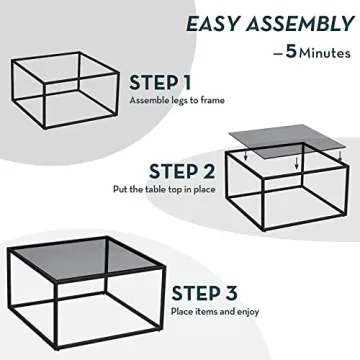 SAYGOER Glass Coffee Table - Modern Living Room Center Table