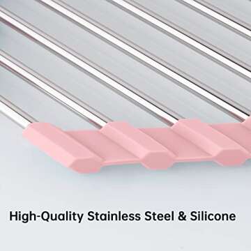 Tomorotec Triangle Foldable Dish Drying Rack, Small Roll-Up Stainless Steel Over Sink Drainer for Ki...