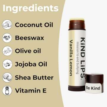 Kind Lips USDA Organic Vanilla Lemon Lip Balm 3 Pack