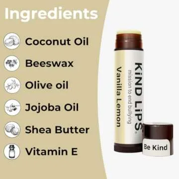 Kind Lips USDA Organic Vanilla Lemon Lip Balm 3 Pack