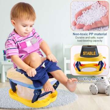 Cyrico Portable Potty Seat for Toddler Travel, Foldable Travel Potty Training Toilet with Storage Ba...