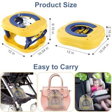 Cyrico Portable Potty Seat for Toddler Travel, Foldable Travel Potty Training Toilet with Storage Bag for Boys and Girls, On The Go Car Potty for Camping and Outdoor, Includes 15 Disposable Bags