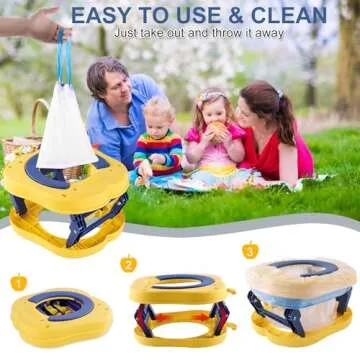 Cyrico Portable Potty Seat for Toddler Travel, Foldable Travel Potty Training Toilet with Storage Bag for Boys and Girls, On The Go Car Potty for Camping and Outdoor, Includes 15 Disposable Bags