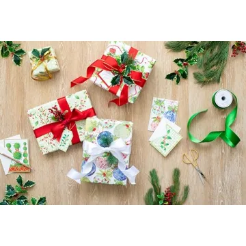 Caspari Christmas Ornaments Wrapping Paper – Premium Gift Wrap