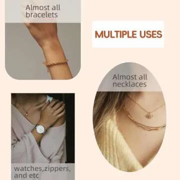 PEOUWNES 2 Pcs Bracelet Helper Tool Hook, Bracelet Helper, Wearing Tool Aid Assistance, Metal Bracelet Helper Tool for Necklace Bracelet Watch Clasps Zippers Crafts Adjustment(Silver and Rose Gold)