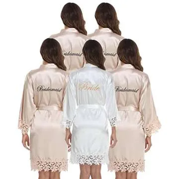 UrHot 5 Pcs Bridesmaid Robe Set for Wedding Day