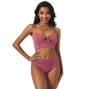 ZAFUL Women's Plunging Neck Floral Surplice High Cut Two Piece Tankini Swimsuit - Chic and Comfortab...