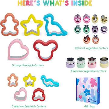 Sandwich Cutters Set 24 for Kids, Holiday Heart Shaped Cookie Cutters Vegetable Fruit Cutter Shape f...