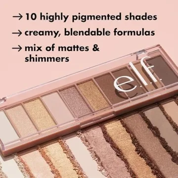 e.l.f. Perfect 10 Eyeshadow Palette, Ten Ultra-pigmented Nude, Matte Shades, Blendable Formula, Vegan & Cruelty-free, Nude Mood (Packaging May Vary)