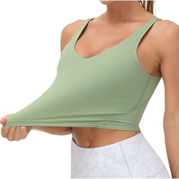Women’s Longline Sports Bra Wirefree Padded Medium Support Yoga Bras Gym Running Workout Tank Tops (Light Green, Small, s)