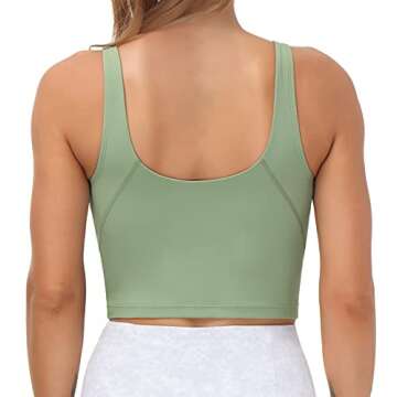 Women’s Longline Sports Bra Wirefree Padded Medium Support Yoga Bras Gym Running Workout Tank Tops (Light Green, Small, s)