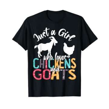 Cute Just A Girl Who Loves Chickens Goats Farmer Girls T-Shirt