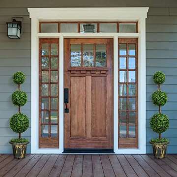 Goplus 4 Ft Artificial Boxwood Topiary Tree, Fake Greenery Plants Ball Tree, Leaves & Cement-Filled ...