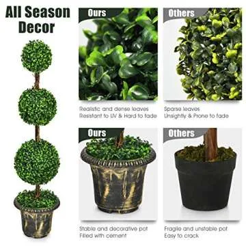 Goplus 4 Ft Boxwood Topiary Tree - Decorative Greenery