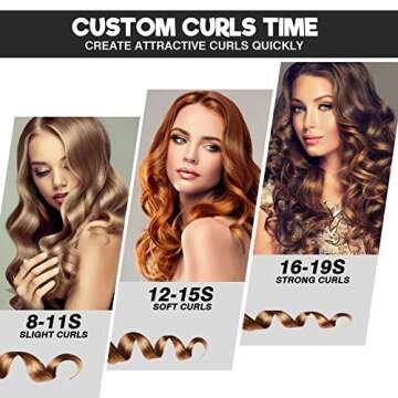 MIUOPUR Automatic Hair Curling Iron with Ceramic Ionic Barrel, Smart Anti-Stuck, Auto Rotating Hair ...