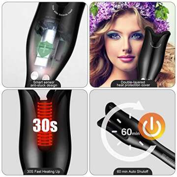 MIUOPUR Automatic Hair Curling Iron with Ceramic Ionic Barrel, Smart Anti-Stuck, Auto Rotating Hair Curling Wand with Temperature Display and Timer, Professional Hair Curler Styling Tool.