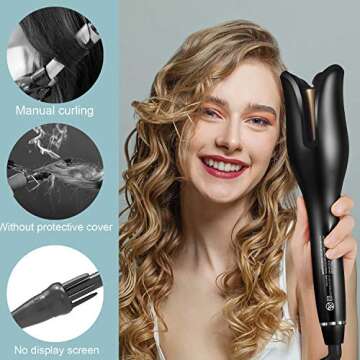 MIUOPUR Automatic Hair Curling Iron with Ceramic Ionic Barrel, Smart Anti-Stuck, Auto Rotating Hair Curling Wand with Temperature Display and Timer, Professional Hair Curler Styling Tool.