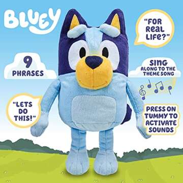 Bluey - 13" Talking Plush - Interactive - Sing Along, 9 Different Phrases