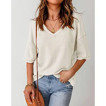 MEROKEETY Women's Waffle Knit Tops for Effortless Style