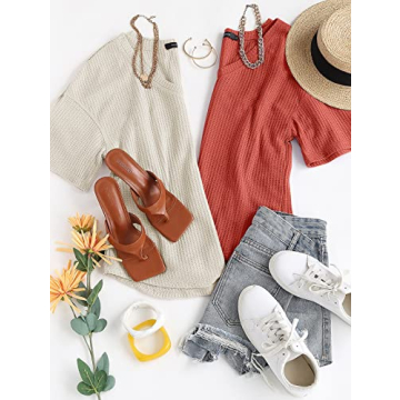 MEROKEETY Women's Waffle Knit Tops for Effortless Style