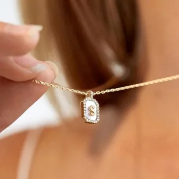 Elegant Mother of Pearl Initial Necklace for Women