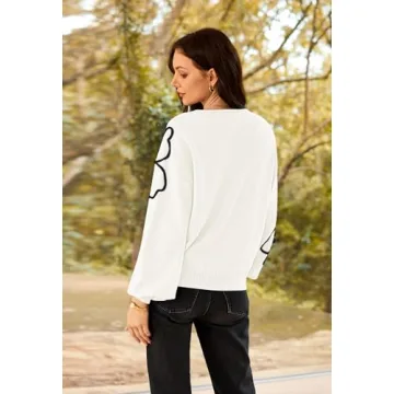 Pink Queen Women's Floral Knit Oversized V-Neck Sweater