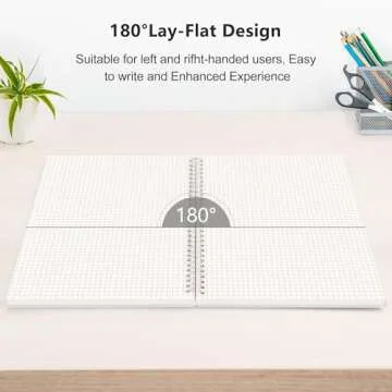 RETTACY Graph Paper Notebook, 3-Pack, A5 Spiral Grid Notebook with 160 Pages per Pack, 5.7" × 8.3", Medium Size, 100 GSM Thick Paper, Flexible Plastic Cover, for Students, Math, Engineering