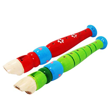 2 pcs Small Wooden Recorders and Colorful Piccolo Flute Set for Kids, Learning Rhythm Instruments
