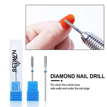 NMKL38 Diamond Bit Small Barrel Shape Electric Nail Drill File Cuticle Cleaner Tool for Rotary Nail Drill Machine Manicure Pedicure Polishing Kit (Medium 2.5)