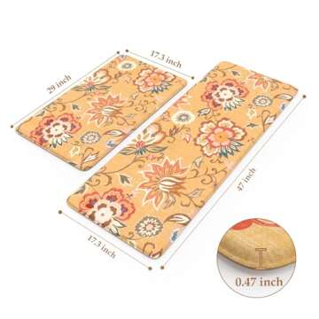 LEEVAN Kitchen Mats Non-Slip Waterproof Ergonomic 2-Piece Set