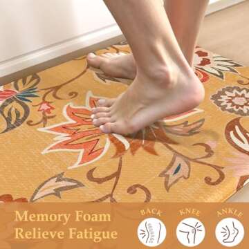 LEEVAN Non-Slip Cushioned Kitchen Mats - Set of 2