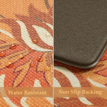 LEEVAN Non-Slip Cushioned Kitchen Mats - Set of 2