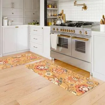 LEEVAN Non-Slip Cushioned Kitchen Mats - Set of 2