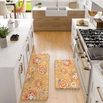 LEEVAN Non-Slip Cushioned Kitchen Mats - Set of 2