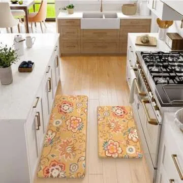 LEEVAN Non-Slip Cushioned Kitchen Mats - Set of 2