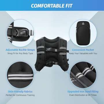 ZELUS Weighted Vest, 6lb/8lb/12lb/16lb/20lb/25lb/30lb Weight Vest with Reflective Stripe for Workout...