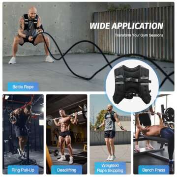 ZELUS Weighted Vest, 6lb/8lb/12lb/16lb/20lb/25lb/30lb Weight Vest with Reflective Stripe for Workout, Strength Training, Running, Fitness, Muscle Building, Weight Loss, Weightlifting, Black(25 lb)