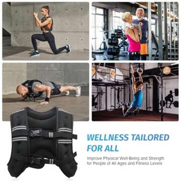 ZELUS Weighted Vest, 6lb/8lb/12lb/16lb/20lb/25lb/30lb Weight Vest with Reflective Stripe for Workout, Strength Training, Running, Fitness, Muscle Building, Weight Loss, Weightlifting, Black(25 lb)