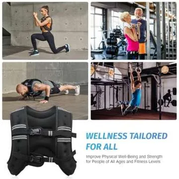 ZELUS Weighted Vest, 6lb/8lb/12lb/16lb/20lb/25lb/30lb Weight Vest with Reflective Stripe for Workout, Strength Training, Running, Fitness, Muscle Building, Weight Loss, Weightlifting, Black(25 lb)