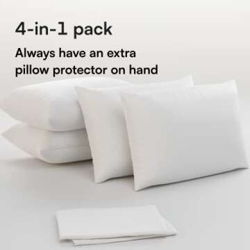 Ultra Soft Pillow Protectors with Zipper - Set of 4 Breathable Covers for Ultimate Protection