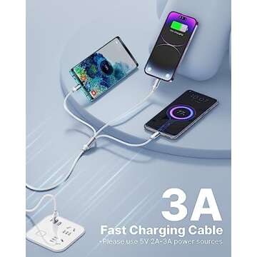 Multi Charging Cable, Multi USB Cable Nylon Braided 3 in 1 Multiple USB Cable Universal Charging Cor...