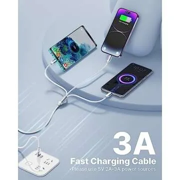 Multi Charging Cable, Multi USB Cable Nylon Braided 3 in 1 Multiple USB Cable Universal Charging Cor...