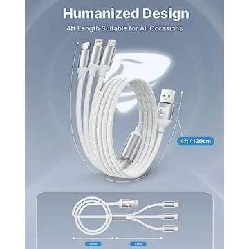 Multi Charging Cable, Multi USB Cable Nylon Braided 3 in 1 Multiple USB Cable Universal Charging Cord Adapter with IP/Type C/Micro USB Port for Cell Phones/Samsung Galaxy/Ps/LG/Huawei/Tablets/Kindle