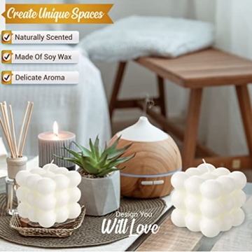 Xabono Aesthetic Candles - Vibrant Bubble Candle, White Candle Perfect for Women and Girls Who Appreciate Cute Decor - Pack of Bubble Candles, Vanilla Candle (2Pcs - White)